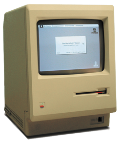 The Macintosh 128K, the first Macintosh computer, introduced in 1984, upgraded to a 512K "Fat Mac"