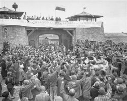 Tanks of U.S. 11th Armored Division entering the Mauthausen concentration camp; the photo was taken on May 6, 1945