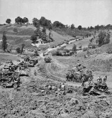 Canadian forces in Italy advancing from the Gustav Line to the Hitler Line