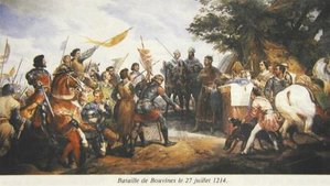King Philip II of France at Bouvines. The battle led to a breakdown in the Anglo-German alliance and may have even emboldened the nobles of King John to force him to sign the Magna Carta. Painting by Horace Vernet.
