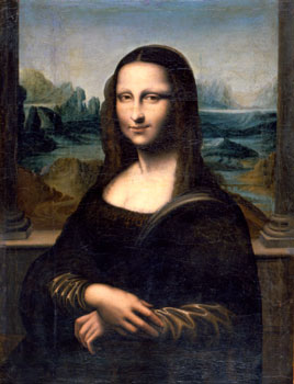 Early copy of the Mona Lisa, in Walters Gallery, Baltimore, showing the columns