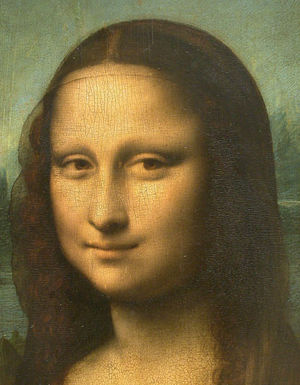 Detail of the face, showing the subtle shading effect of sfumato, particularly in the shadows around the eyes