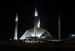 King Faisal Mosque in Islamabad, Pakistan,by Turkish architect Vedat Dalokay, was financed by approximately 1976 SAR130 million (2006 US$120 million) from the Kingdom of Saudi Arabia