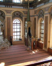 The prayer hall, or musalla, in a Turkish mosque, with a minbar