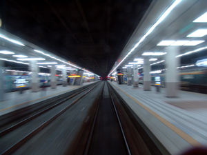 Motion involves change in position, such as this perspective of rapidly leaving Yongsan Station