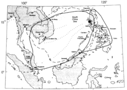 Location of Mt. Pinatubo, showing area over which ash from the 1991 eruption fell