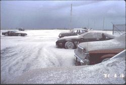 Snow-like ashfall caused by heavy rain mixing with ash columns