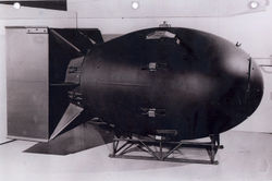 The first nuclear weapons were gravity bombs, such as the "Fat Man" weapon dropped on Nagasaki, Japan. These weapons were very large and could only be delivered by a bomber aircraft.