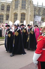 The Prince of Wales with his siblings the Princess Royal, the Earl of Wessex and the Duke of York, who are supernumerary member of the Order