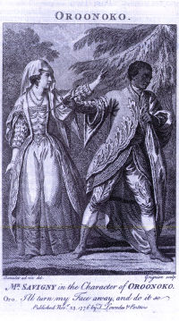 Oroonoko kills Imoinda in a 1776 performance of Thomas Southerne's Oroonoko.