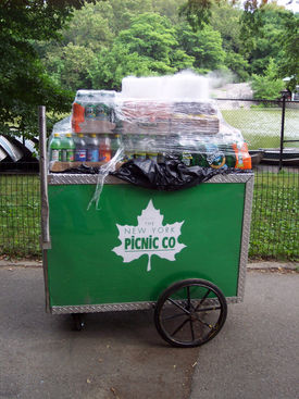 Dry ice used to cool drinks in Central Park.(New York City, New York, U.S.)