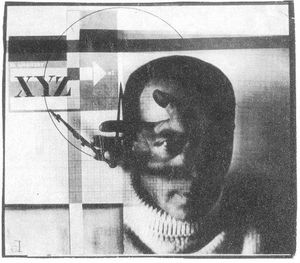 The Constructor, a self-portrait photomontage, c.1925. The hand present in the image first appeared as the hand of God in 1919 book design done by Lissitzky. The hand re-emerged 6 years later in a redux of his 1924 self-portrait. It also made appearances in his advertisements for Pelikan, and in later Soviet designs. 