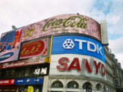 Neon signs of Piccadilly Circus by day