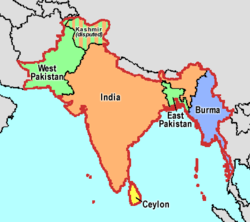 The Indian subcontinent in 1948.
