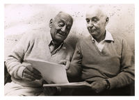 Charles B. Huggins (right), who was awarded the 1966 Nobel Prize for his research on prostate cancer, is shown with 1937 Nobel laureate Albert Szent-Gyorgyi.