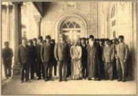 Tagore (first row, third figure from right) meets members of the Iranian Majlis (Tehran, April-May 1932).