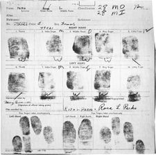 Fingerprint card of Rosa Parks.