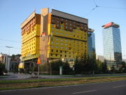 The Holiday Inn, Sarajevo, 1983, architect Ivan Straus. Its distinctive color and location has made the building iconic.