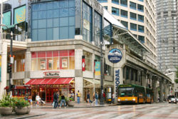 Downtown Seattle facing the Monorail station.