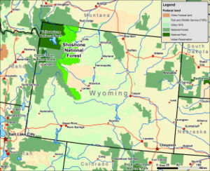 Shoshone National Forest, locator map.