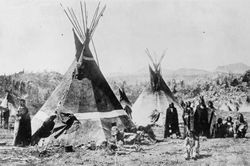 Shoshone Indians in camp, ca. 1890