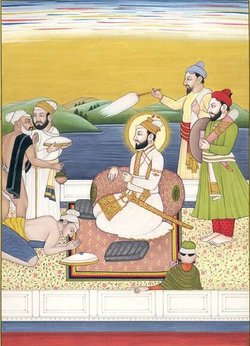 Mid-nineteenth century miniature of Guru Har Gobind.