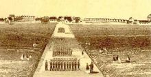 Aldershot Barracks – North Camp, Central Road as it looked in 1866.