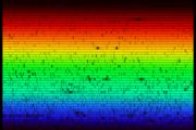 Extremely high resolution spectrum of the Sun showing thousands of elemental absorption lines (Fraunhofer lines).