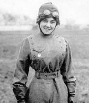 The aviator Matilde Moisant (1878-1964) wearing a swastika medalion in 1912