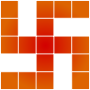 A swastika composed of 17 squares in a 5x5 grid