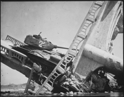 North Korean T-34-85 which was caught on a bridge south of Suwon by U.S. attack aircraft during the Korean War.