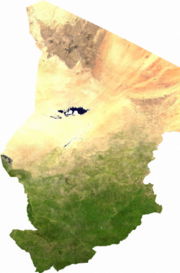 Satellite image of Chad, generated from raster graphics data supplied by The Map Library