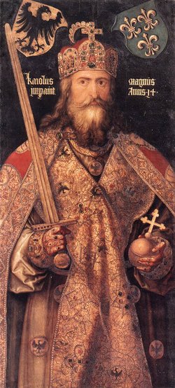 A portrait of Charlemagne by Albrecht Dürer that was painted several centuries after Charlemagne's death.