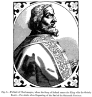 Portrait of Charlemagne, whom the Song of Roland names the "King with the Grizzly Beard"—Facsimile of an engraving from the end of the sixteenth century.