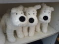 Three soft toy versions of Snowy (Milou). Image by misocrazy.