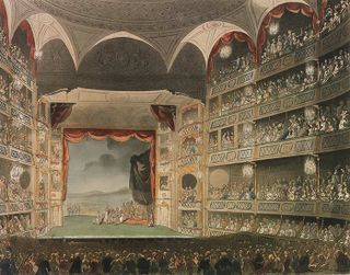 The interior of the third and largest theatre to stand at Drury Lane, c. 1808.