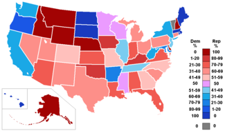 Percent of members for each party by state