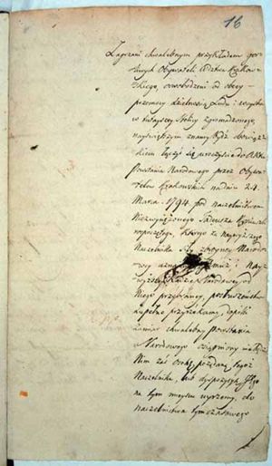 Document of accession of the city of Warsaw to Kościuszko Uprising, signed on April 19th