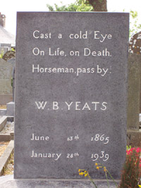 Yeats' gravestone, with his famous epitaph.