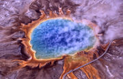 A thermal image of the Grand Prismatic Spring.
