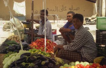 Yemeni men at market.