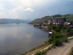 Yenisei River - As seen from the trans-Siberian railway near Krasnoyarsk