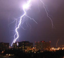 Lightning is a highly visible form of energy transfer.