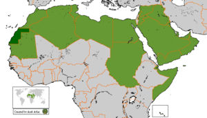 Arab League members, Western Sahara in Darker Green