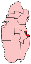 Location of Doha within Qatar.