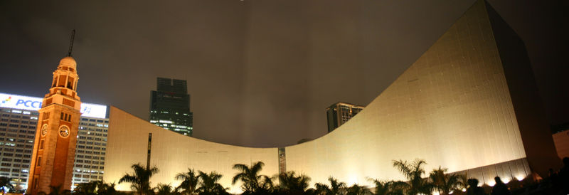 Image:HongKongCulturalCentreWithTsimShaTsuiClockTowerAtNight.jpg