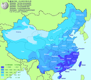 The precipitation in different regions of China