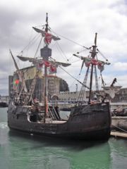 A ship replica of the Santa Maria.