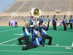 The North Mesquite High School band performs at a marching band competition, one of many types of extracurricular activities engaged in by American students