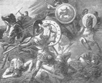 Epaminondas saving Pelopidas at Mantinea.